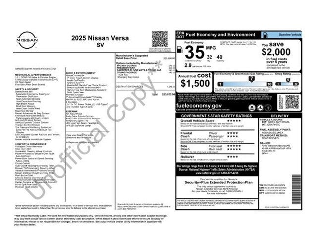 2025 Nissan Versa 1.6 SV